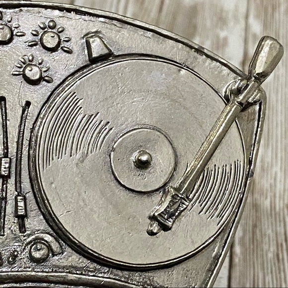 SILVER STAR Disc Jockey DJ Music Turn Table Silver Belt Buckle - Picture 7 of 10